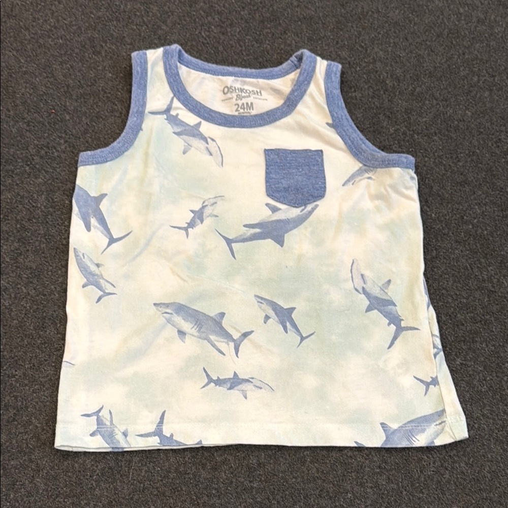 OshKosh B'gosh Blue and White Dinosaur Print Tank Top